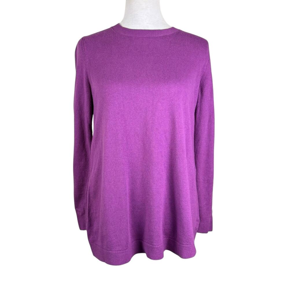 J. Jill Purple Long Sleeve Cotton Blend Crew Neck Pullover Cozy Knit Sweater